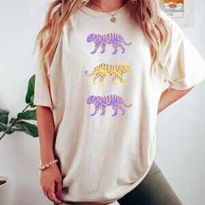 Purple and Gold Tigers Shirt Mardi Gras Vibes Game Day Football Tee Louisiana